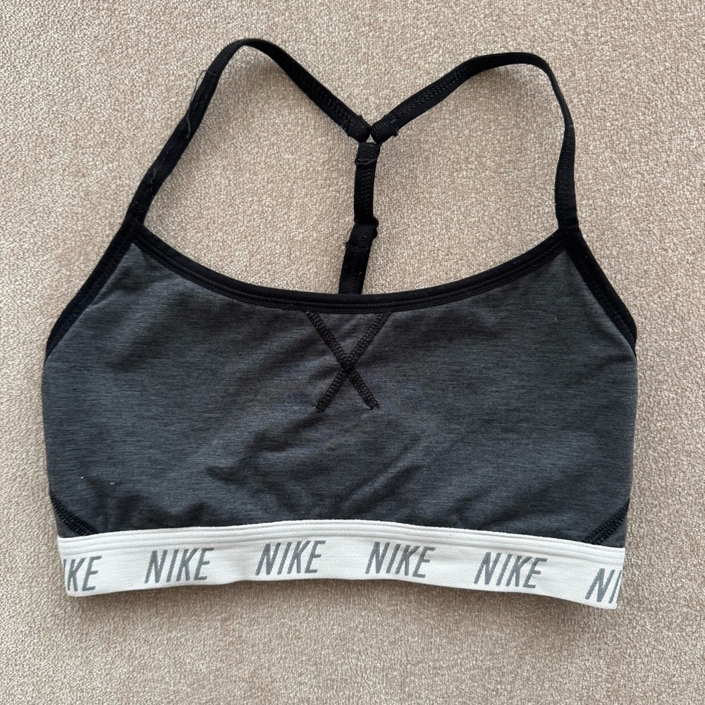 Nike Women's Charcoal and Black Sports Bra